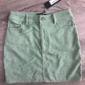 NWT Princess polly motel green corduroy mini skirt